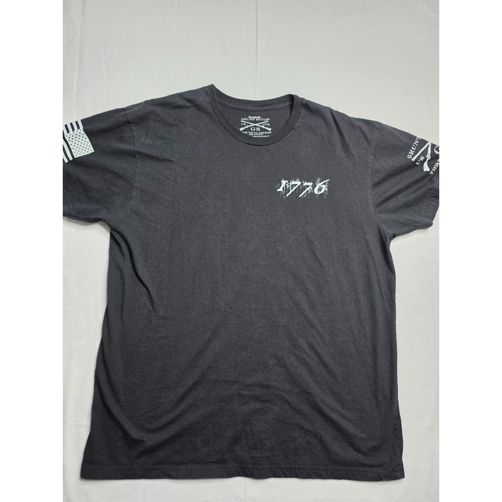 Grunt Style T-Shirt Mens XL Black 1776 Flag Graphic Print 100% Cotton Streetwear